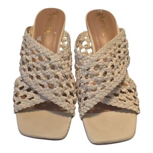 Kensie Women's Cream Woven Mules